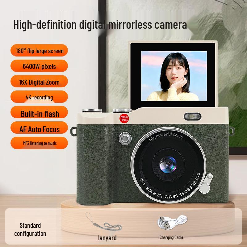 Retro Flip-Style CCD Camera & Camcorder: Portable Long-Zoom Digital Student Device for Photo & Video