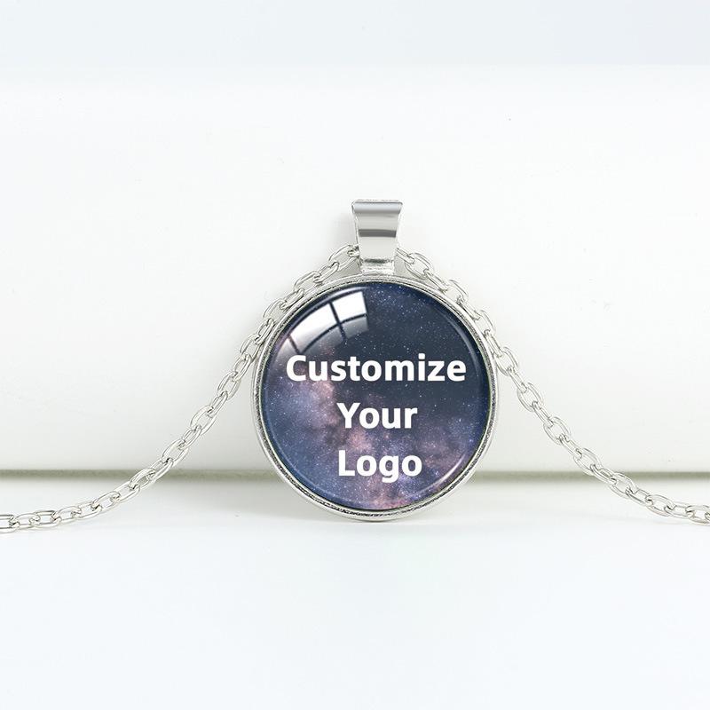 1Pc DIY Custom Logo Alloy Necklace, Three Color Couple Personalized Trendy Jewelry
