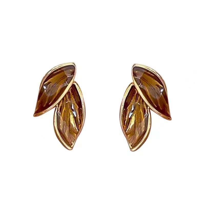 Korean Simple Fashion Wind Leaf Earrings Women's Personality High-end Design Earrings Mori Earrings Women