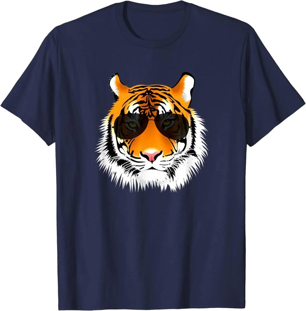 Cool Cat Tiger with Sunglasses Design T-Shirt Cotton Daily Four Seasons Streetwear Shirt Harajuku Clothing Graphic T Shirts Unisex