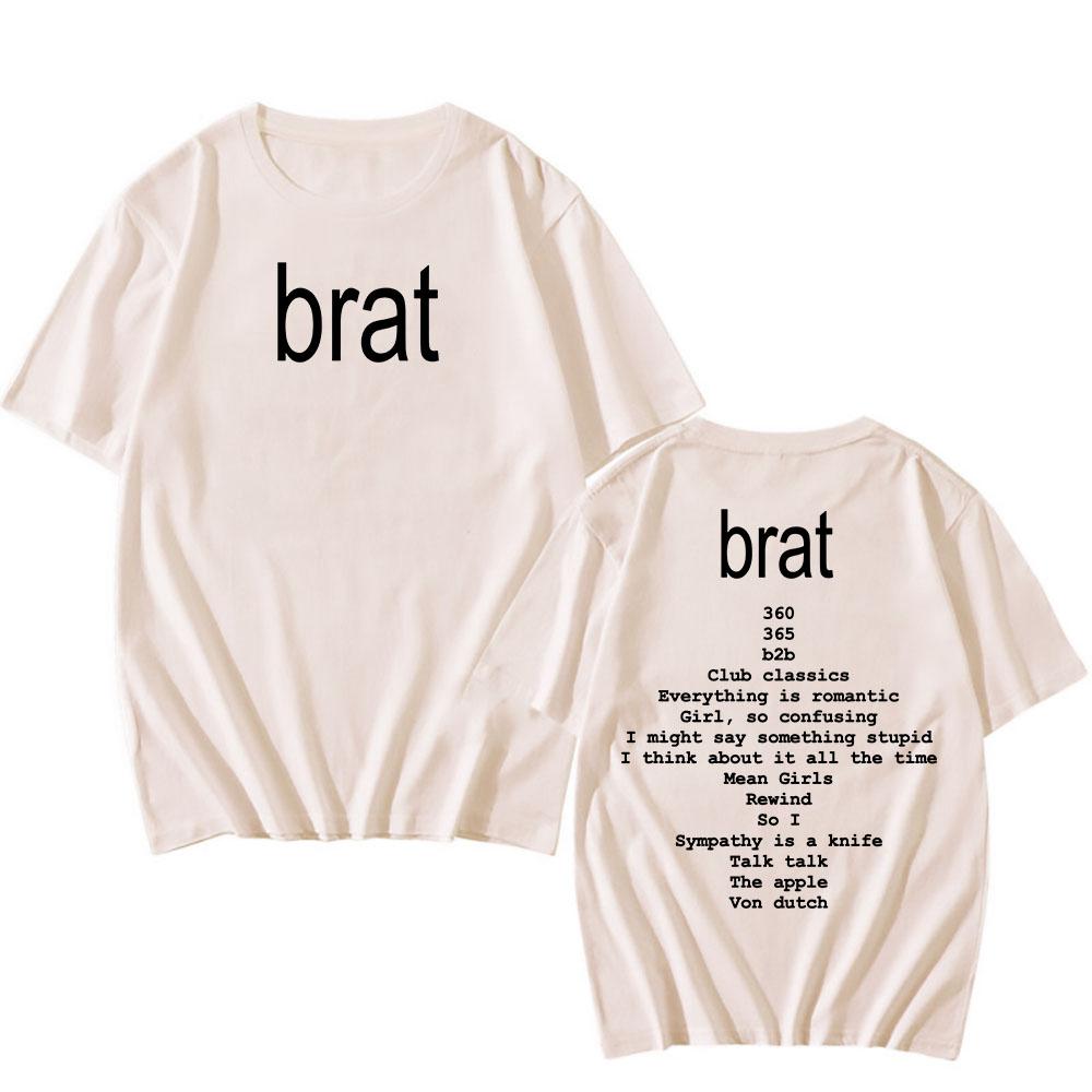 2024 Album Brat Graphic Tshirts Singer Charli XCX  Printing T-shirts Men/Women Hip Hop Streetwear Cotton Short Sleeve Summer Tee