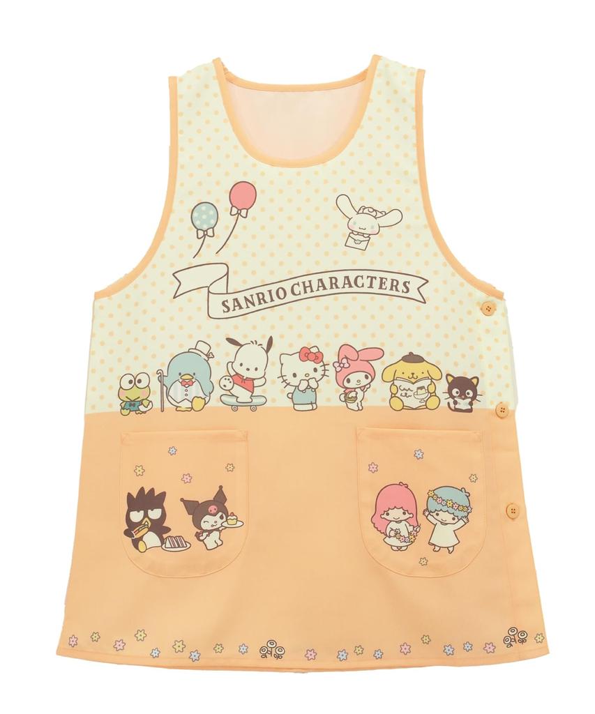 ON NISHIKI Sanrio Characters Apron for Nursery Side Character Apron Teachers, Buttons, Quick-Drying, Wrinkle-Resistant, Women's (16 Orange/ML/45201)