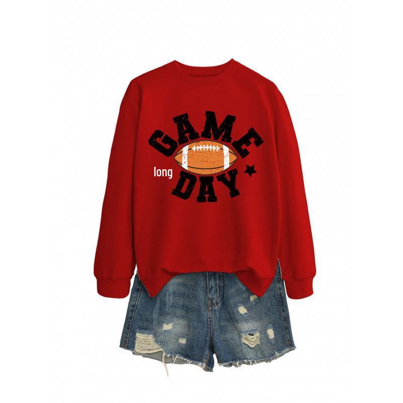 Свитшот с круглым вырезом 'Game Day Rugby Letters' - Цветной, с длинным рукавом, повседневный, универсальный