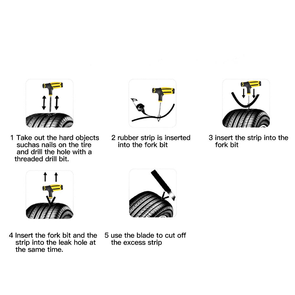 Puncture Plug Tire Repair Kit Auto Bike Tubeless Tire Cement Tool Car Tire Repair Tool Studding Tool Set Car Accessories