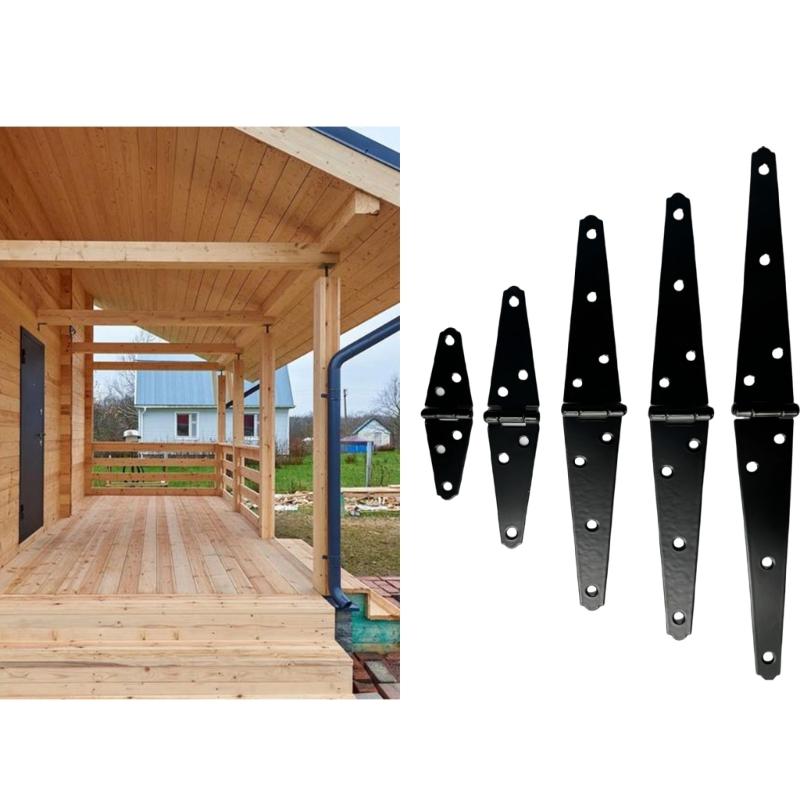 Железная декоративная шарнирная петля Черная петля для двери сарая, ворот с винтами Прочные дверные петли для уличных ворот, забора