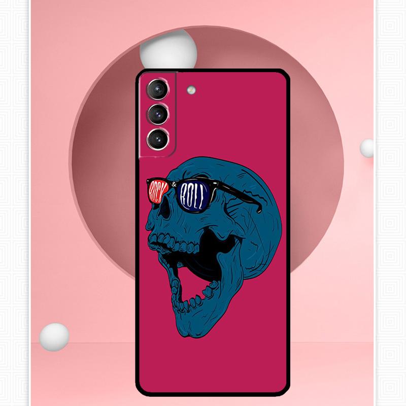 Rock and Roll Skull Cover For Samsung Galaxy S23 S24 Ultra S8 S9 S10 S22 Plus Note 10 20 Ultra S20 S21 FE Case