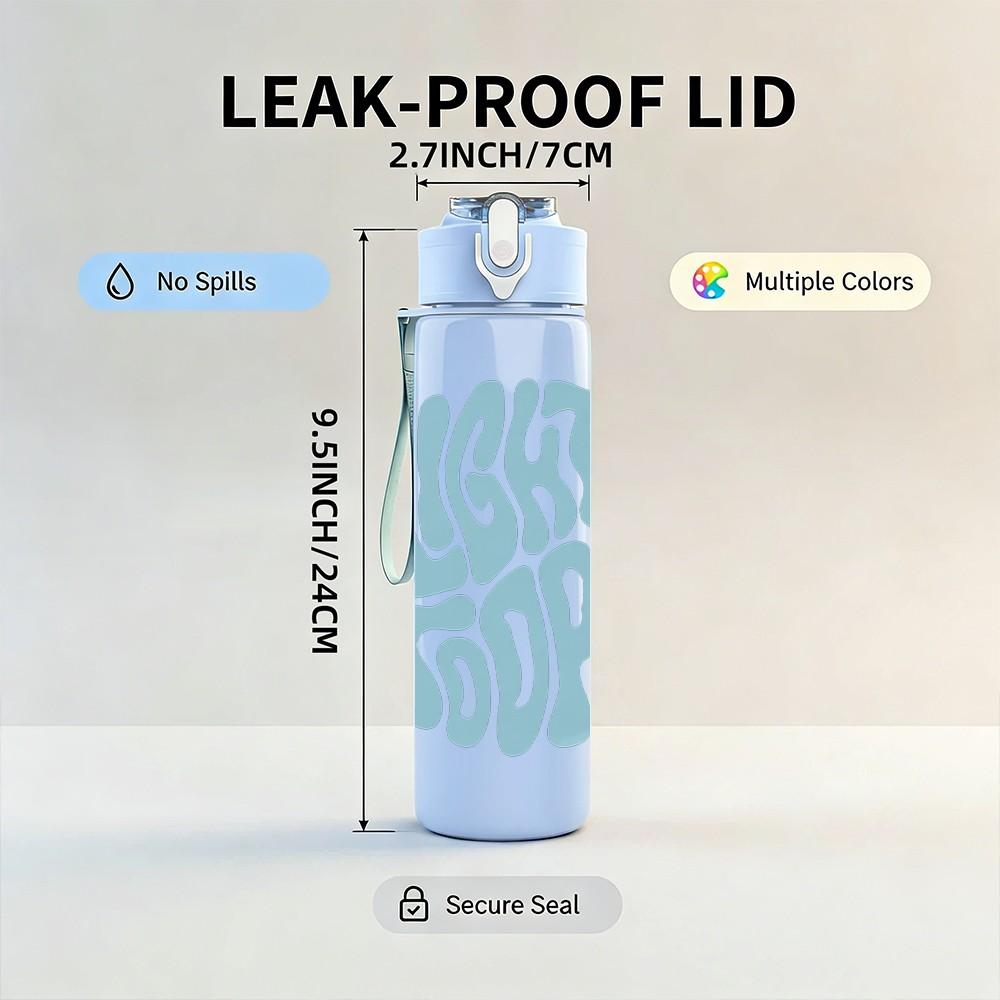 1PC Suicidal Green Text 750ml sports water bottle leakproof straw lid outdoor office home