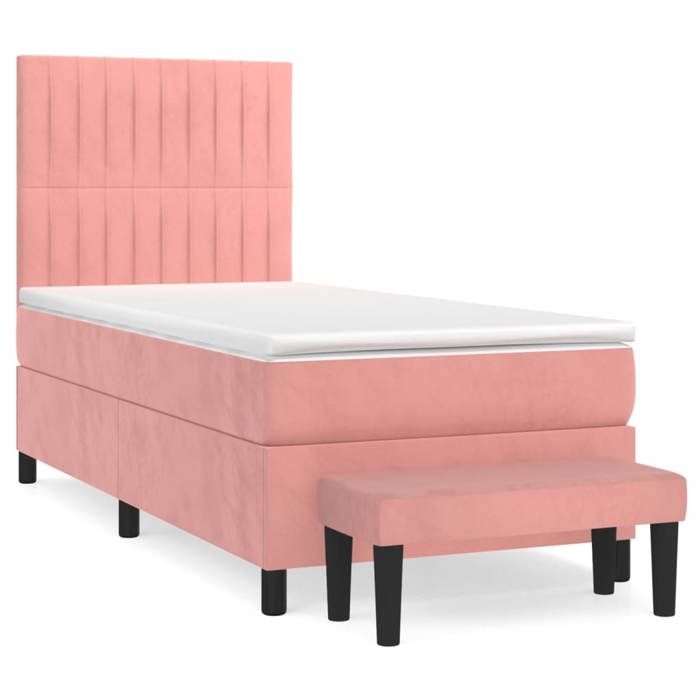Maison Exclusive - Sommier à lattes de lit avec matelas Rose 100x200 cm Velours