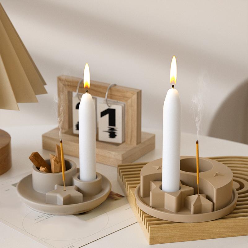 1 шт. Многоразовый подсвечник в виде луны и звезд, Луна и звезды из смолы/гипса, Сделай сам, Подставка для соевого воска/мыла/благовоний