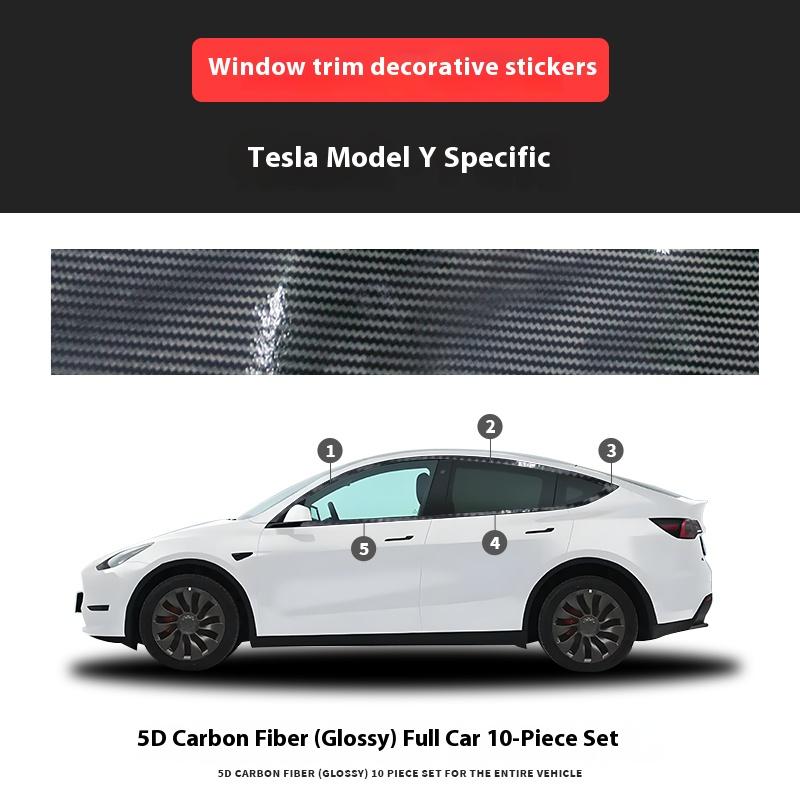 For Tesla Model 3/Y Window Trim Chrome Delete Vinyl Wrap Kit Gloss Black Pink Carbon Fiber Style Auto Accessory for Enhanced