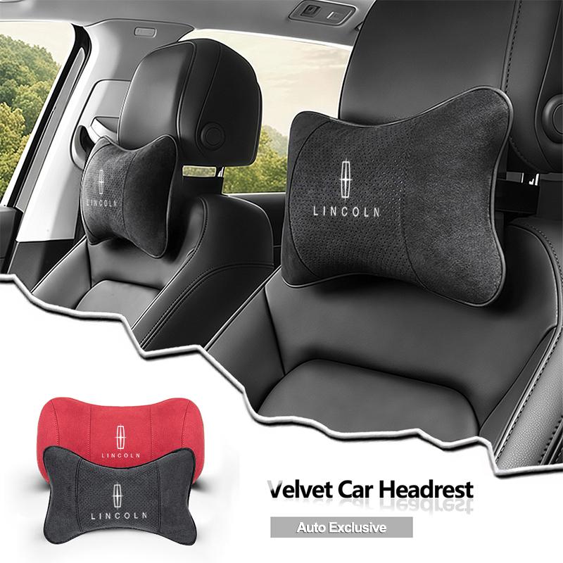 Suede Headrest Car Breathable Memory Foam Neck Pillow For Lincoln Continental MKZ Town-car Aviator Navigator MKX Energy Zephyr m1