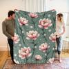 Розовый Пион Цветочный Плед Мягкий Флис для Гостиной Дивана Декор BotanicalHomeDesign Подарок Ей 180*150