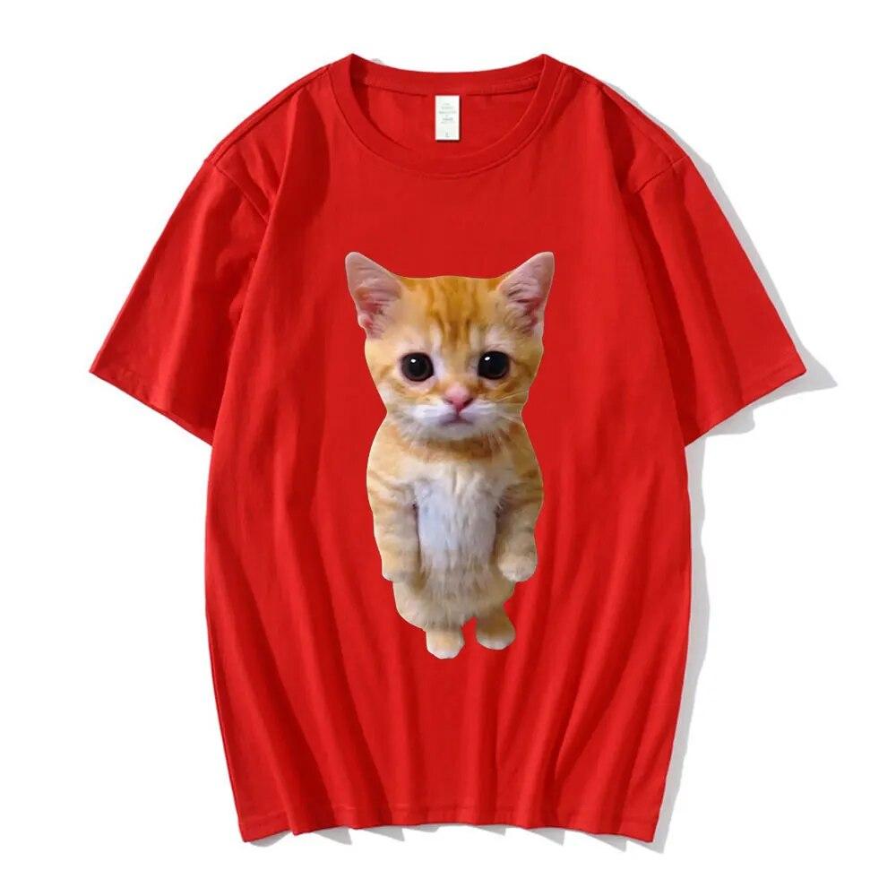 El Gato Meme Sad Crying Cat Munchkin Kitty Meme Модная футболка с рисунком Модные футболки с короткими рукавами Унисекс Негабаритная уличная одежда