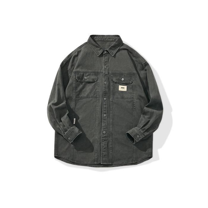 Весенняя новая американская ретро рабочая рубашка-куртка мужская новая свободная рубашка с длинным рукавом