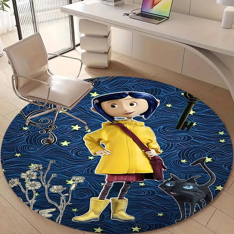 1pc Coraline (5) Design Printed Area Round Carpet for Bedroom Living Room Home Decor Rugs Mat Non Slip Mat Rug for Bedside