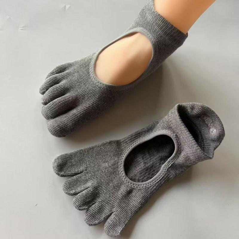 Cotton Toe-Separating Yoga Socks Pilates Barre Dance Fitness Non-Slip Grip Short Cuff Unisex