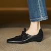 Fashion Size 34-41 Retro Low Heel Shoes for Women Real Leather Lace-Up Low Heels Shoes Vintage Spring 2025 New Office Lady Daily Dress
