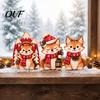 Artistic Animal Shape Room Decorations 3Pcs Christmas Wooden Fox Tabletop Decor, Cute Cartoon Warm Atmosphere Festive Crafts Figurines, Farmhouse