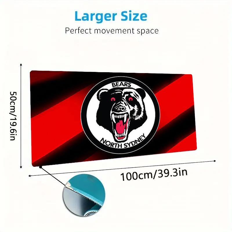 North Sydney Bears Print Cushion Non-slip Laptop Tablet Big Mousepad XXL Mat Mini PC Playmat With Lock edge