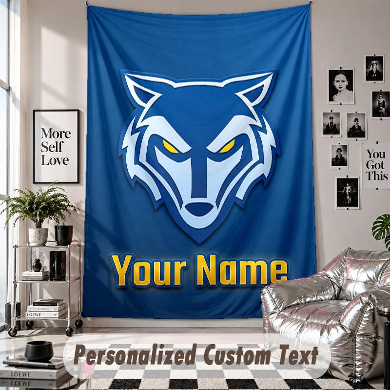 Wall Hanging Tapestry With Custom Name & Text, Warrington Wolves Decorative Tapestry For Bedroom