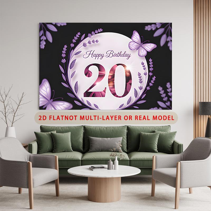 Party Backdrop Birthday Butterfly 20Th Photo Booth Background Wall Decor