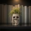 Resin Succulent Planter Gothic Skull with Middle Finger Design, Skeleton Flower Pot Punk Style Room Accessories for Succulents, Funny Plant