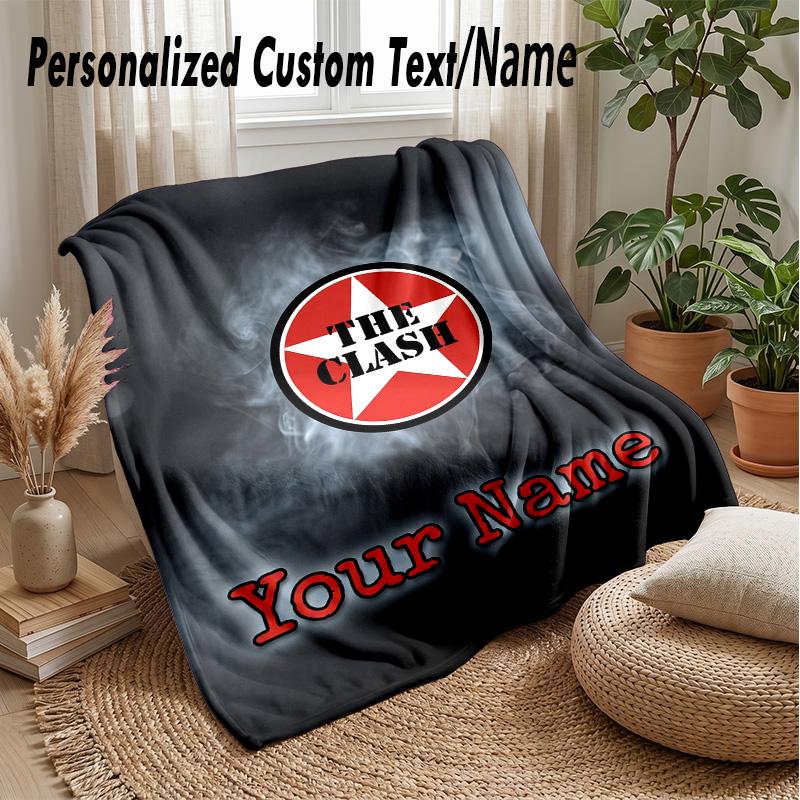 The Clash Custom Flannel Throw Blanket Print Your Name Text Soft Warm Blanket Holiday Present