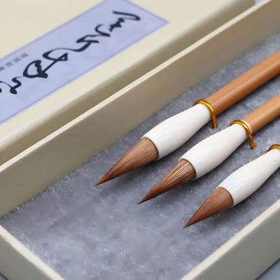 Профессиональная китайская традиционная кисть для каллиграфии с прочной деревянной ручкой и смешанным ворсом для письма на рисовой бумаге