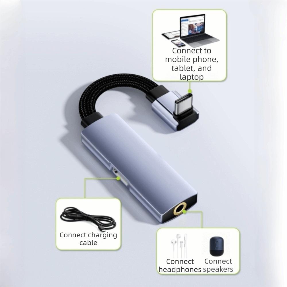 2 in 1 Headphone Adapter Quick Charging Audio Adapter Type-C To 3.5mm Adapter Headphone Use