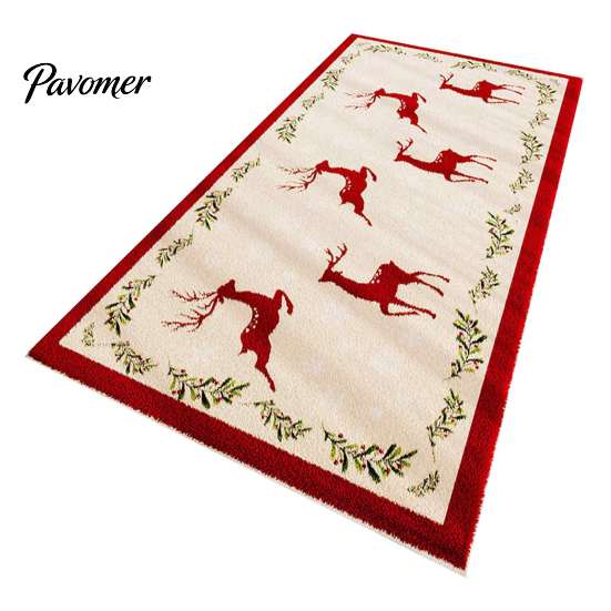 Indoor Holiday Decoration Christmas Bedroom Rug, Soft Imitation Cashmere Area Non-Slip Washable Festive Cozy Bedside Floor Covering Rug for Entryway,