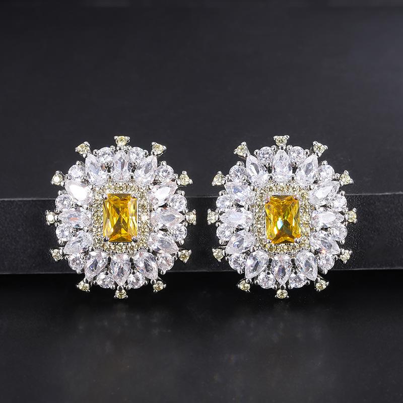 Популярный комплект аксессуаров для имитации ювелирных изделий, комплект из золота и желтых бриллиантов для женщин