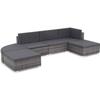 VidaXL Garden Lounge Set 6 Pcs with Cushions Wicker Resin Grey 44425
