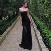 European and American style summer new fashionable and sexy off-the-shoulder tube top waist mesh fishtail dress women's summer long dress