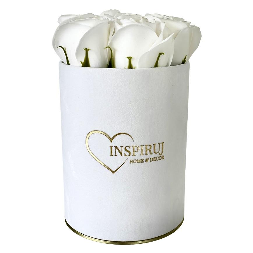 Flowerbox inspiruj - białe pudełko z różami mydlanymi - nr 19 biały