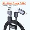 Кабель Tooki 4 в 1 USB Type C к USB C/Lightning 60 Вт 3A для быстрой зарядки для Samsung Xiaomi Huawei Realme PD 27 Вт Lightning Cabl