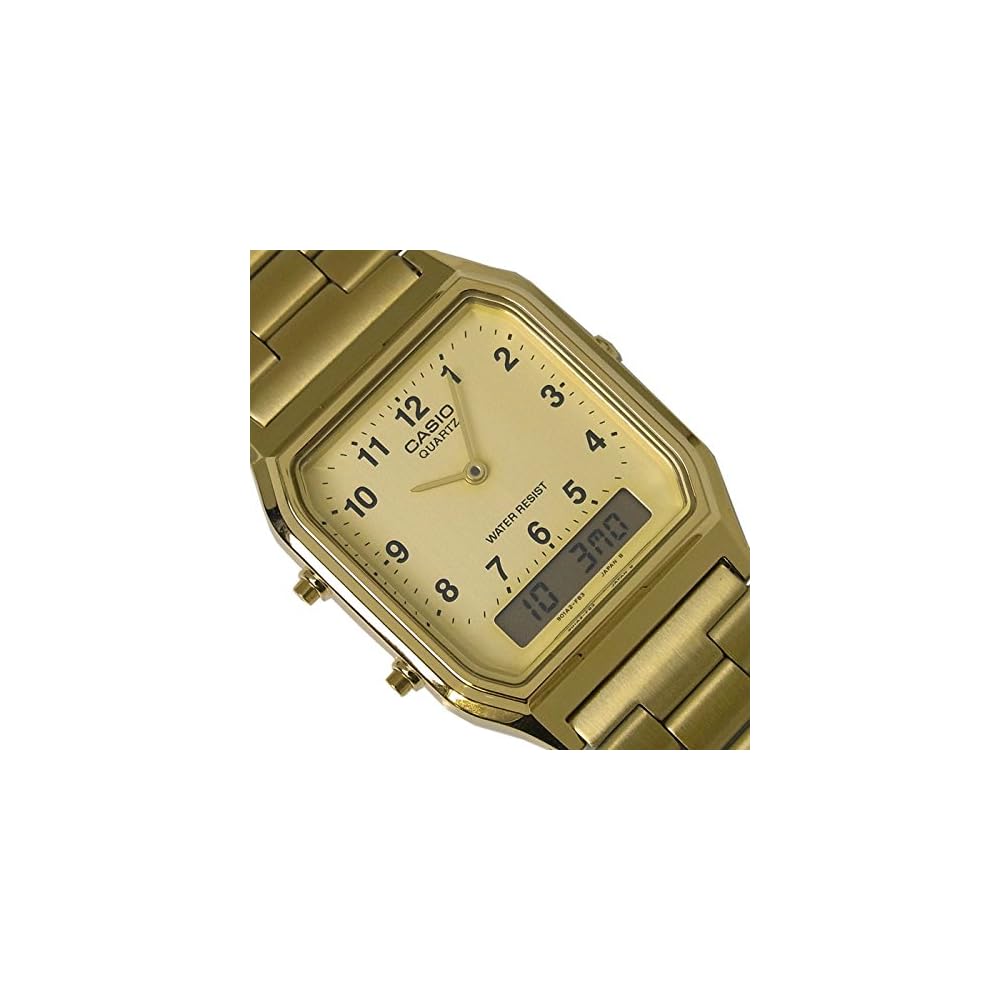 Casio Standard AQ-230GA-9B Аналогово-цифровые часы Золотой металл для мужчин и женщин