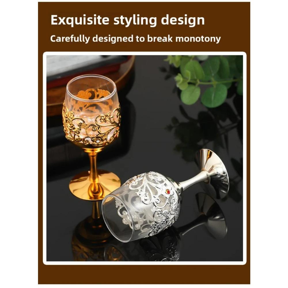Европейский серебряный набор бокалов из металла и стекла - элегантные рельефные бокалы для вина/кофе, роскошный свадебный подарок, высококачественный декор для домашнего бара