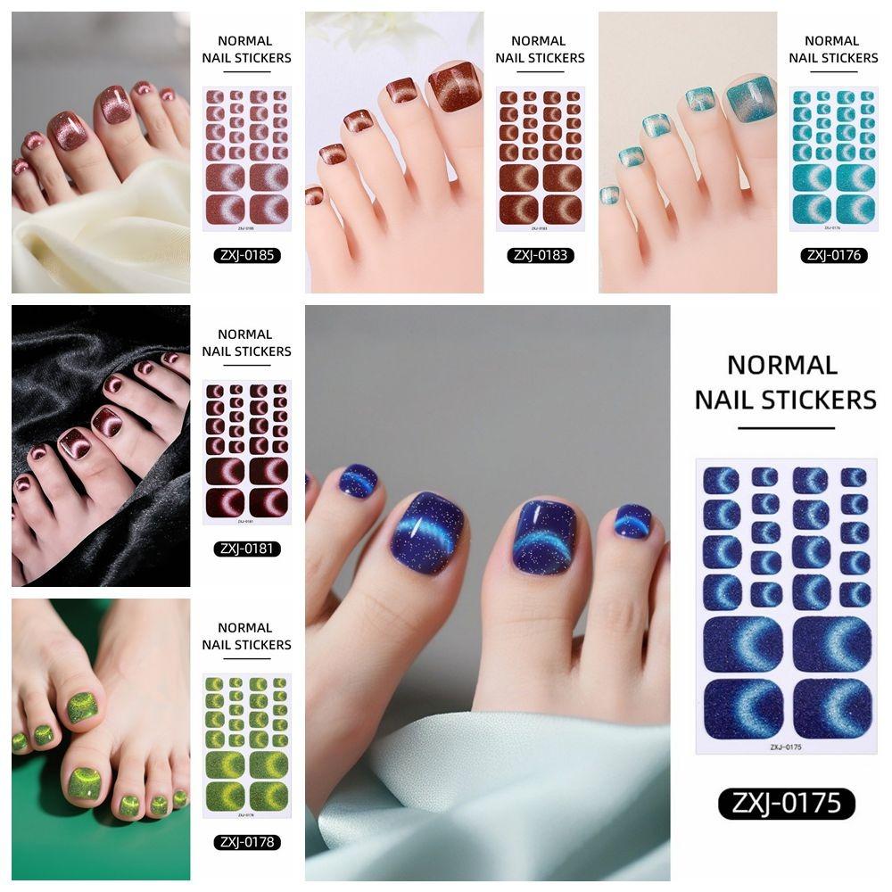 6Sheets Shimmering Glitter Toenail Stickers Colorful Toe Nail Sticker  Summer Use
