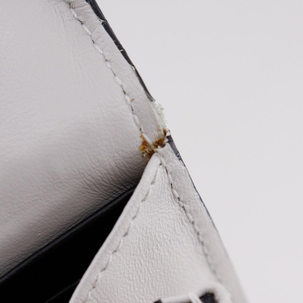 Loewe Repeat Anagram Purse White Leather Unisex Used