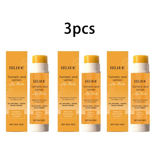 EELHOE turmeric lemon lip balm moisturizes, brightens, softens lip muscles, exfoliates, multi-piece daily moisturizing 1pc