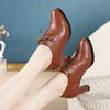 Fashion 2025 Women Fashion High Quality Short Ankle Boots Lady Classic Brown Spring & Autumn High Heel Boots
