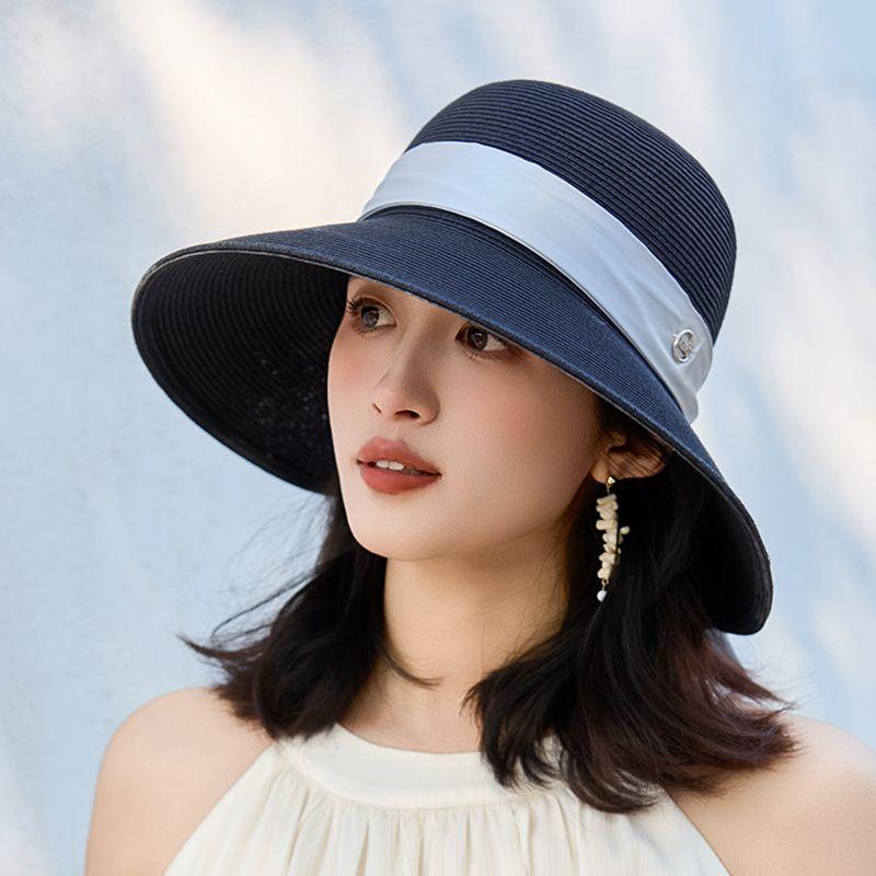 Праздничная соломенная шляпа, женская летняя шляпа от солнца, пляжная шляпа для путешествий на море, шляпа от солнца