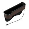 Car Crevice Storage Box with 2 USB Charger Colorful LED Seat Gap Slit Pocket Seat Organizer Card Phone Bottle Cups Holder