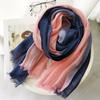 Foreign Trade Cotton Linen Scarf, Women's Autumn and Winter Gradient Color Blocked Japanese and Korean Ladylike Forest Women's Bamboo Yarn Shawl
