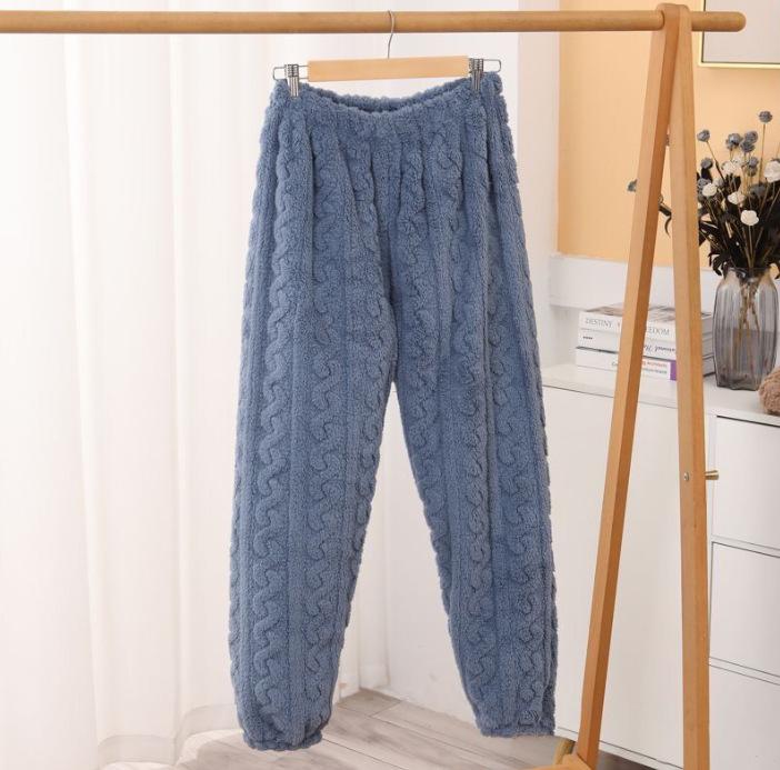 Women's Plus Size Coral Fleece Pajama Pants - Thick, Warm Flannel for Autumn/Winter