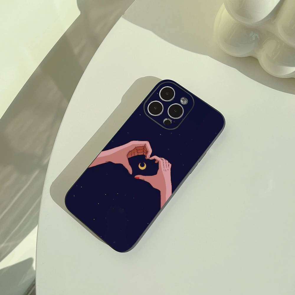 Чехол для телефона S-Sailor- Moon для iPhone 17,16,15,14,13,12,11 Pro Max,16/15/14Plus,XS Мягкий Черный Чехол