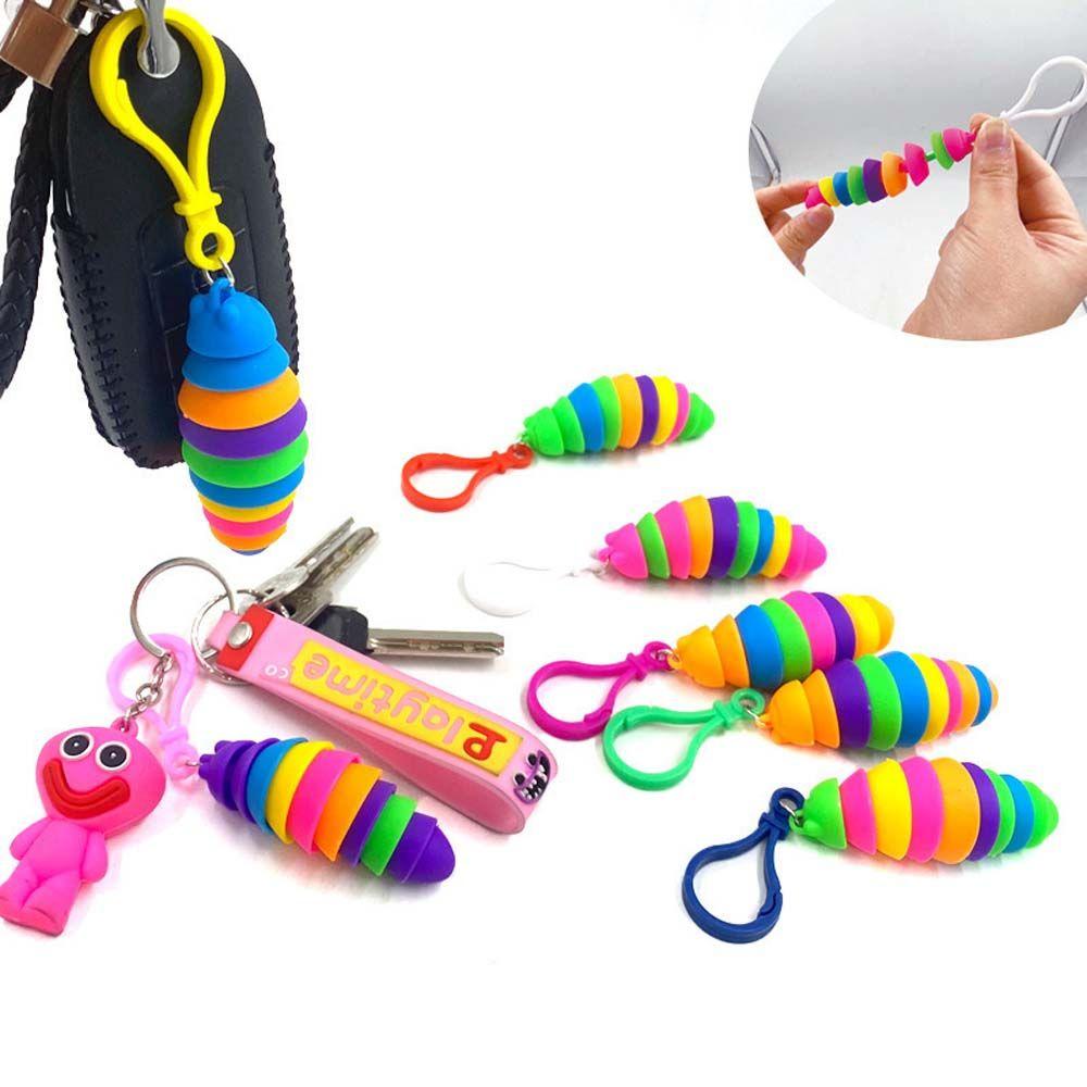 Stress gift Anti-Anxiety Relieve Stress Keyring Snail Caterpillar Key Chain Squeeze Sensory Mini Finger Slug pendant