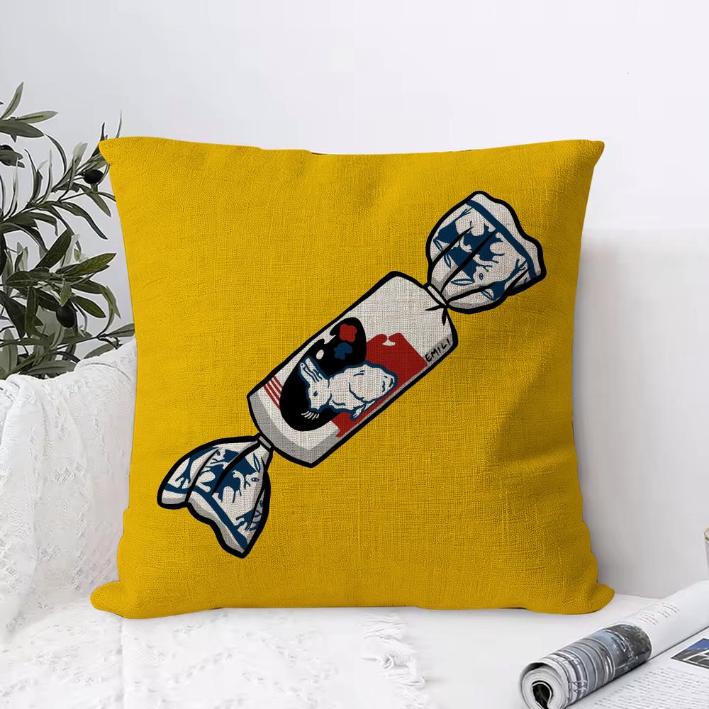 White Rabbit Cushion Cover Eco Linen Pillow Case DoubleSided Print Breathable Durable Hidden Zipper Home Decor Gift