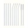 8Pcs Clear Glass Straws With 2 Cleaning Brushes, 8mm Reusable Straws, 4 Straight And 4 Curved Straws, Summer, Summer Sets