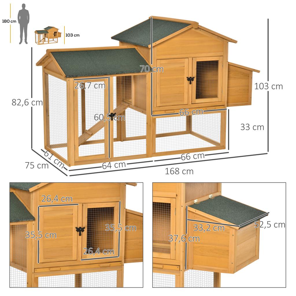 Dwarf chicken coop with run and brooder. Weatherproof sealed fir wood. Asphalt roof. Yellow+Green